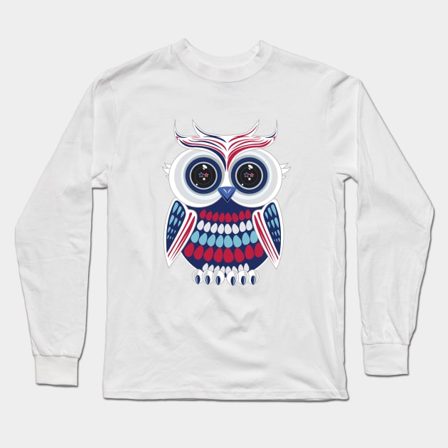 Patriotic Owl Long Sleeve T-Shirt by adamzworld